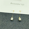 Long fashionable earrings, universal silver needle, cat's eye, simple and elegant design, silver 925 sample