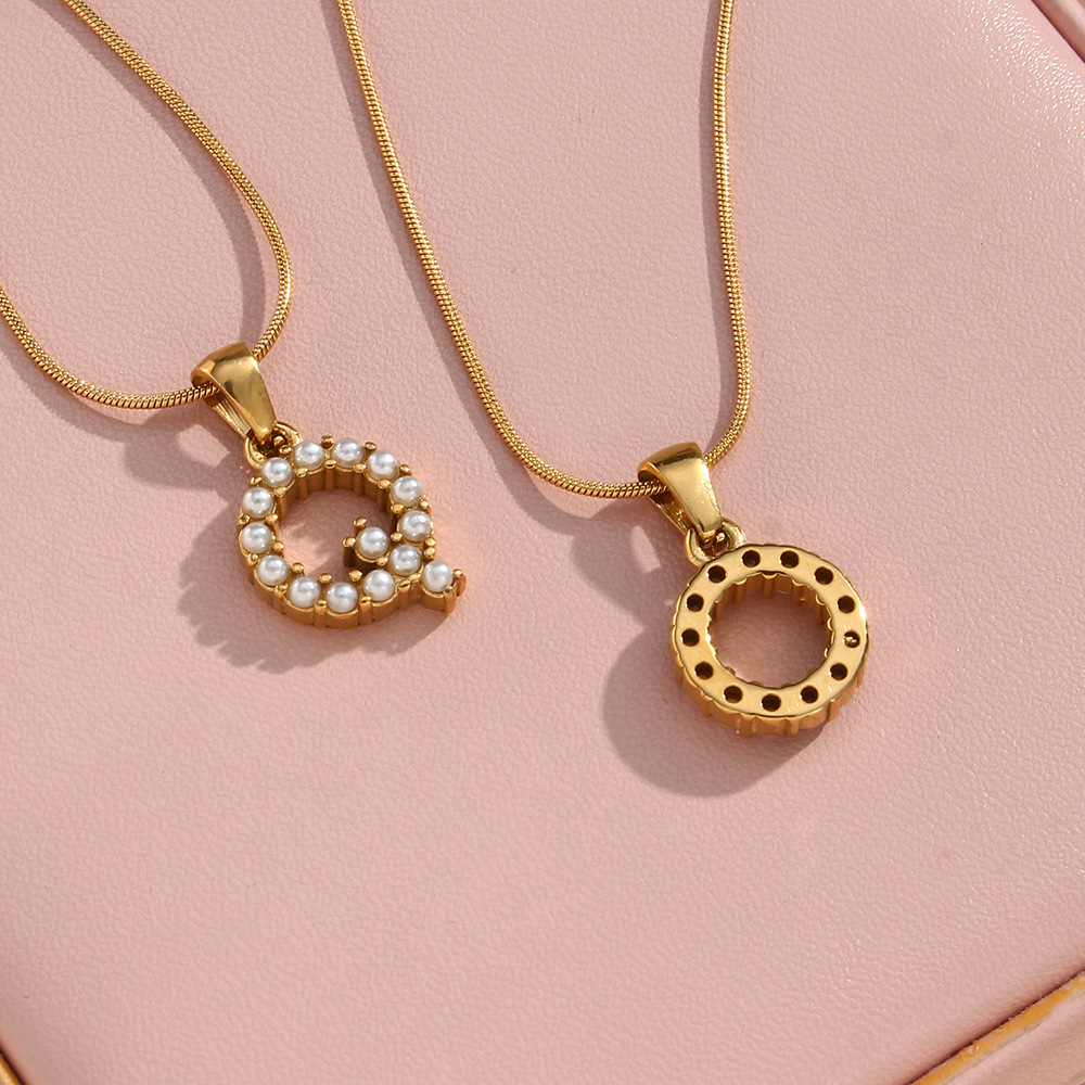 Simple Style Letter Stainless Steel Plating Inlaid Pearls Pearl Necklace