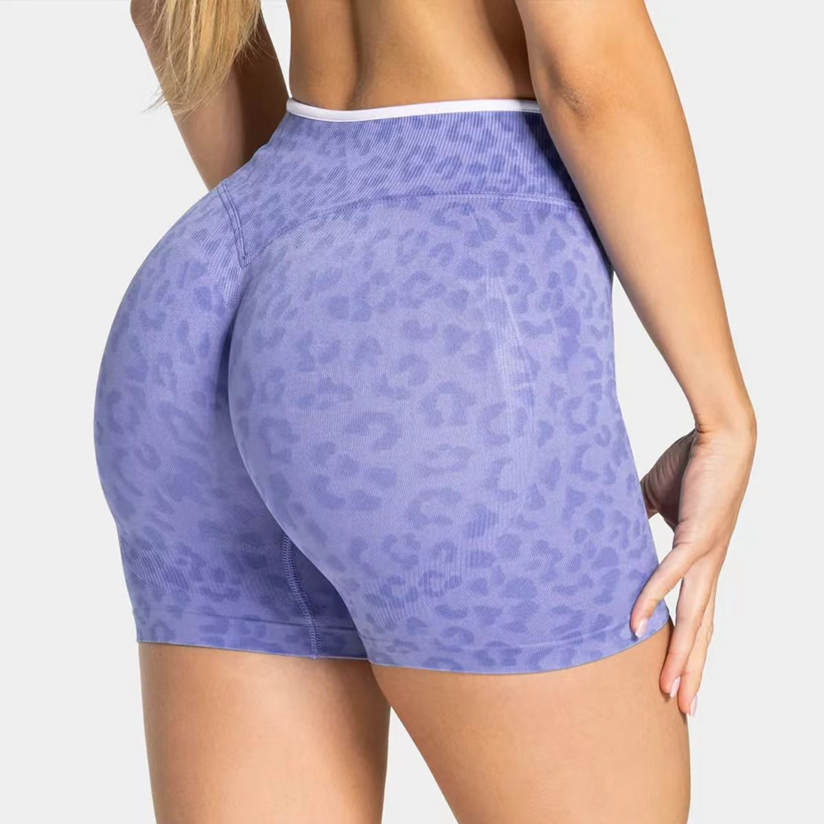 Pantalones cortos de yoga secados rápidos, sin costuras, abdomen elástico, cintura alta, caderas, apertado, pantalones cortos de fitness para correr.