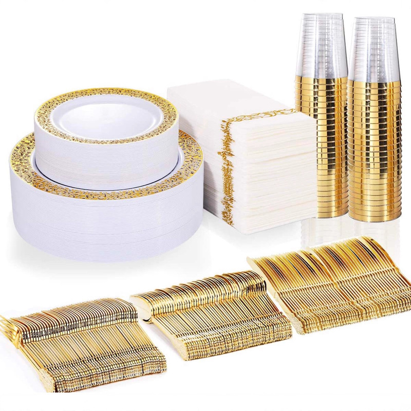 Golden Cut Out Plate Tableware Set Disposable Dinner Plate Black Background Golden Cut Out Plate Wine Glass Knife, Fork and Spoon Ps Hard Plastic Golden Cut Out Plate Tableware Set Disposable Dinner Plate Black Background Golden Cut Out Plate Wine Glass Knife, Fork and Spoon Ps Hard Plastic