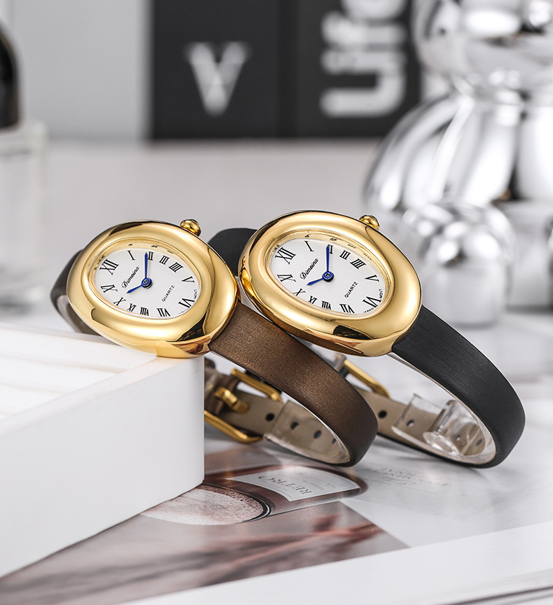 26g Weight Tempered Glass Mirror Material Genuine Leather Strap Material Watch Classification Pointer Display Type Buckle Buckle Style Oval Dial Shape Holiday, Daily Occasion Quartz Movement Solid Color Pattern All Seasons Season Women's Gender Vacation, Simple Style Style Vacation Simple Style Solid Color Buckle Quartz Watch Women's Watches 7