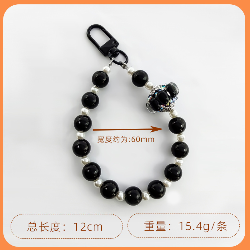 携帯電話ストラップ、色保持ダークスタイル手作りビーズ吊りチェーン、パーソナライズされたビーズ携帯電話ケース手首ペンダント|undefined