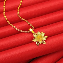 直播货源仿黄金色百合花项链镂空吊坠轻奢百搭精致时尚久不掉色女