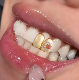 Cross-Border New Hip-Hop Braces 18K Real Gold Copper Inlaid Zircon Flower Hiphop Teeth Side Tooth Decoration Manufacturer