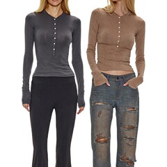 ヘンリーシャツ、メイラード風カーディガン、暖かいインナーシャツ、オープンカラーTシャツ、長袖ニット、ウエストシェイプトップス、おしゃれ