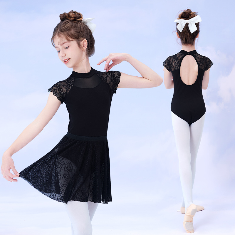 Ropa de baile para niños verano encaje costura suave malla mono bailando Ropa de baile Niñas Ropa de práctica de ballet image 2