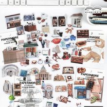 PaperMore PET贴纸包 时光故事系列 手账素材装饰拼贴打底贴画4款