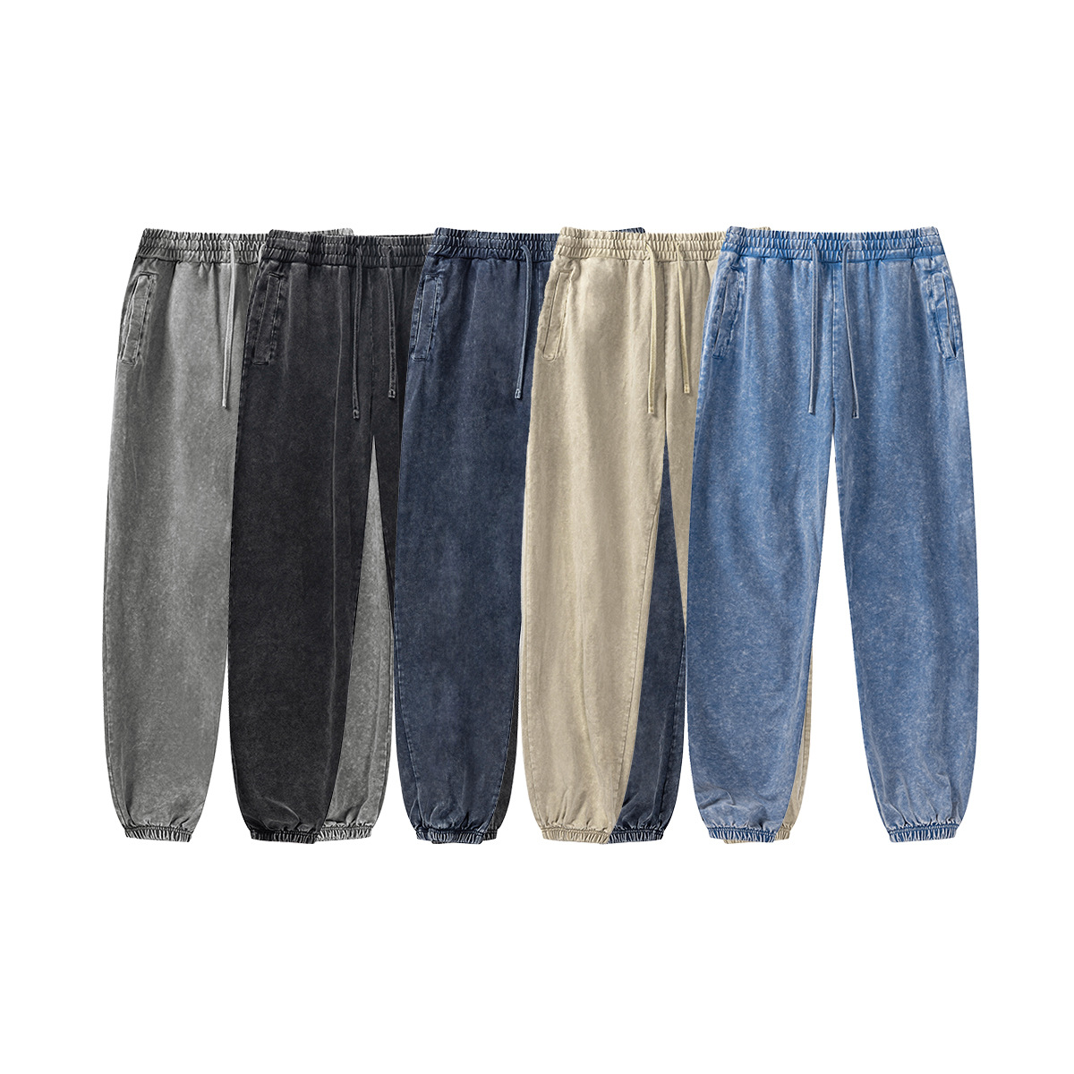 BM Customizado| 2025 primavera y verano marca de marea delgada acondicionamiento físico pie pantalones deportivos lavado con agua pesado pantalones largos ociosos