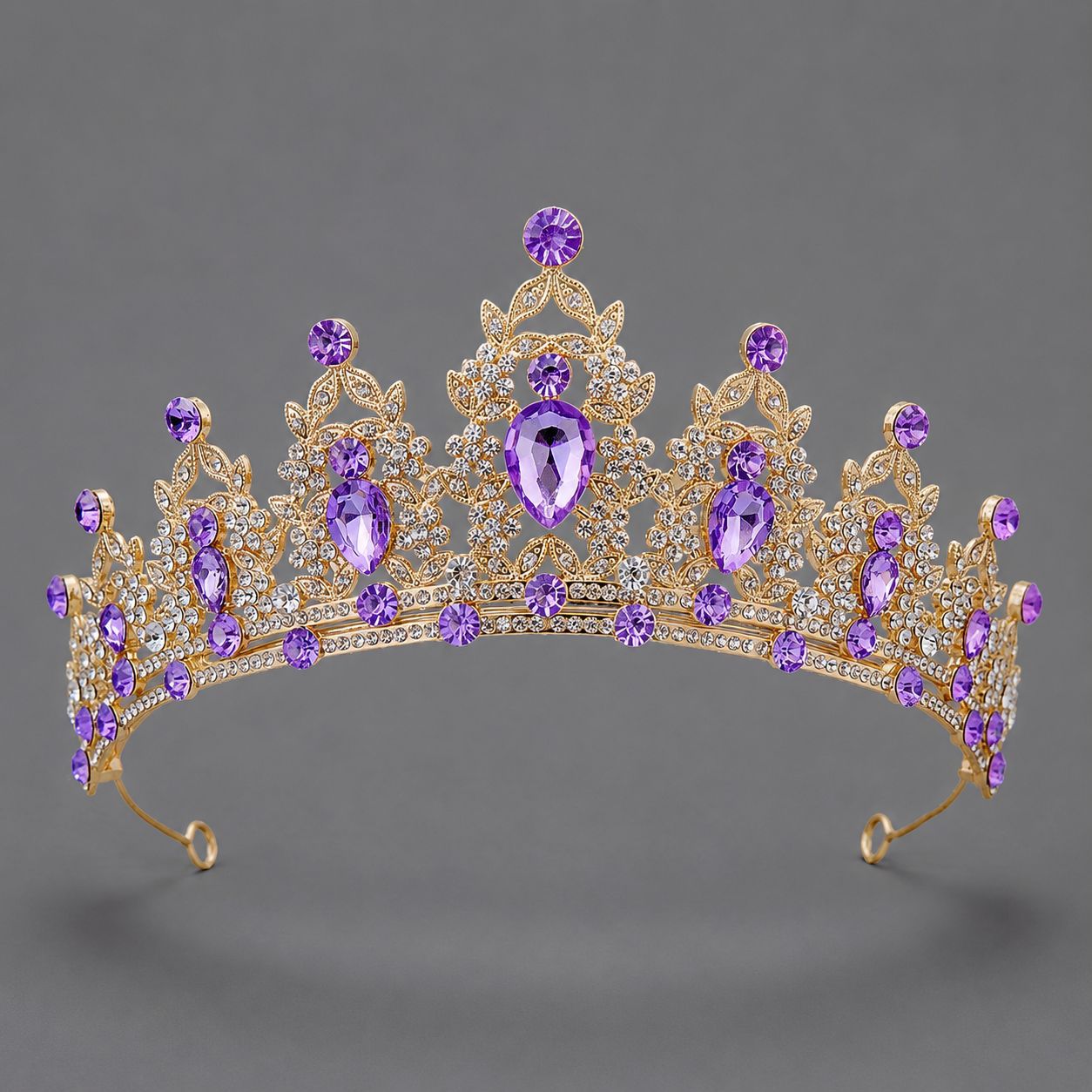 Corona de aleación con diamantes de colores retro, tocado nupcial de lujo ligero, para vestido de novia, vestido de noche, corona para desfile de moda, venta al por mayor directa de fábrica. image 19