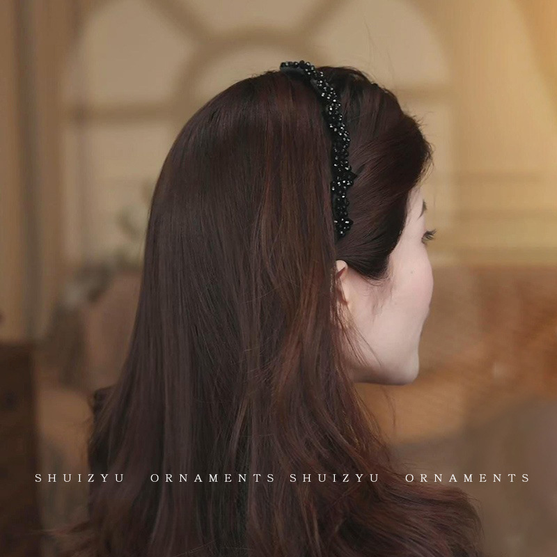 Diámetro flash Louis princesa de París, banda de cabello para la mujer no estrangulada, banda de cabello para lavar la cara, cabeza de cabeza alta con dientes antideslizantes, toque de cabello para el cabello