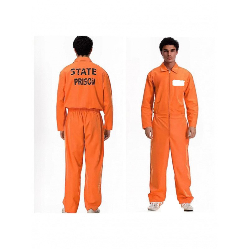 跨境万圣节cos囚犯服装扮演服犯人服监狱制服套装橙色连体囚犯服|undefined