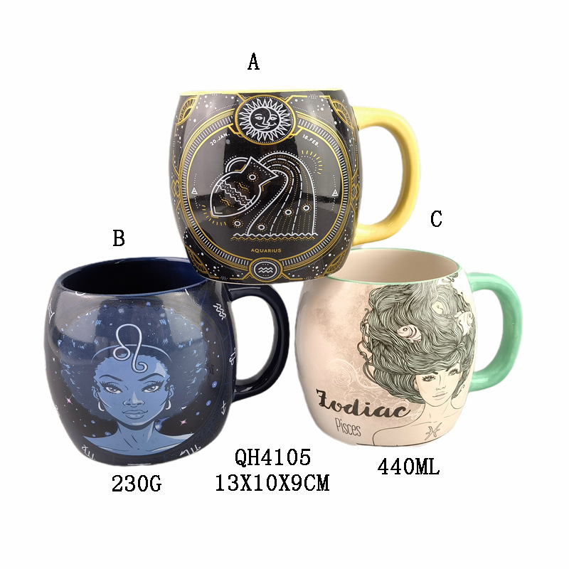 Taza de cerámica del vientre grande doce constelación de los niños taza de moda Taza hombres y mujeres pareja taza de café