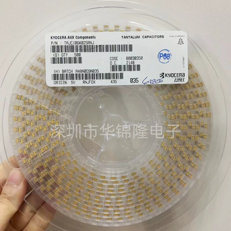 Китайский SMD танталовый конденсатор 106V 10μF 35V типа C корпус 6032 10% конденсатор с полярностью