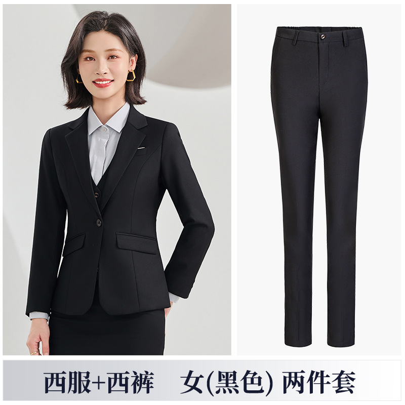 蓝色西装套装男女同款秋冬新款房地产4s店销售顾问职业装西服外套|undefined