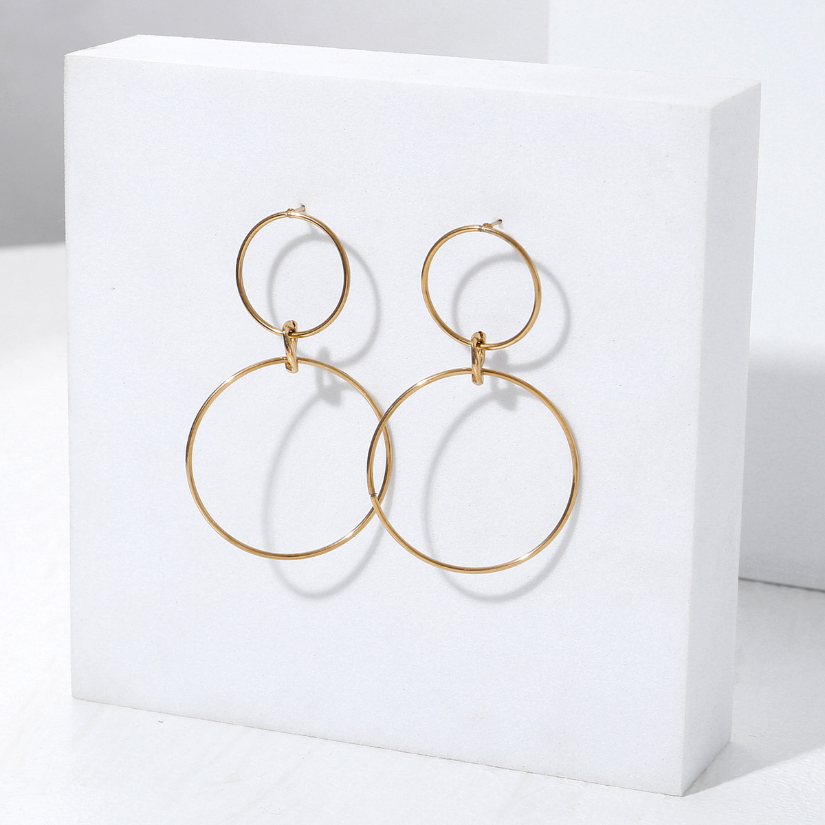 Simple Geometric Circle Stainless Steel 18k Double Hoop Earrings display picture 1