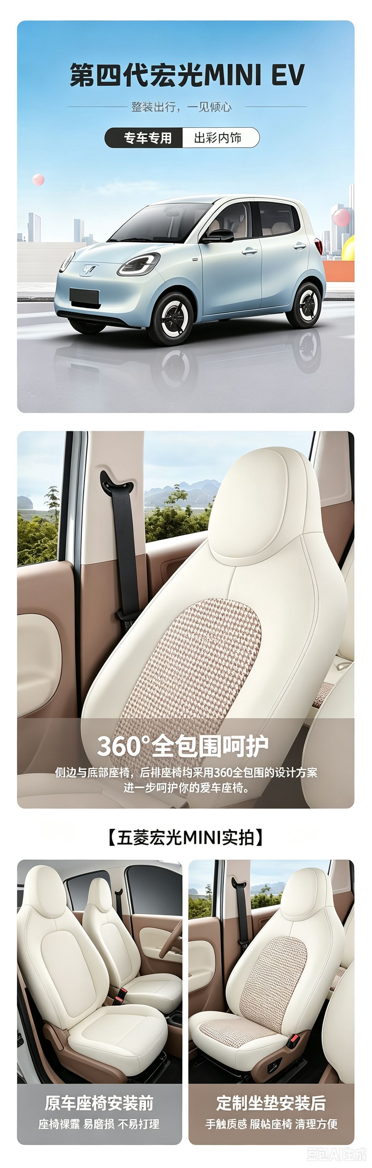 25 sets of fourth-generation Wuling Hongguang Mini EV seat covers, four-door version, in macaron colors, suitable for all seasons