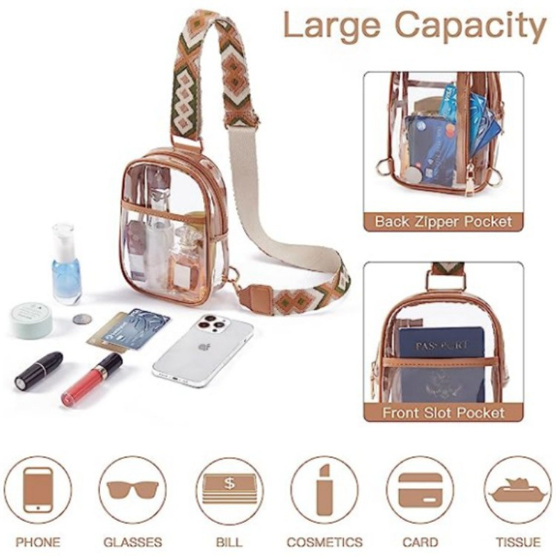 Spot Amazon nuevo pvc zapato de hierba transparente mochila de mujer mochila de pecho transparente pesada de mujer bolsa de almacenamiento