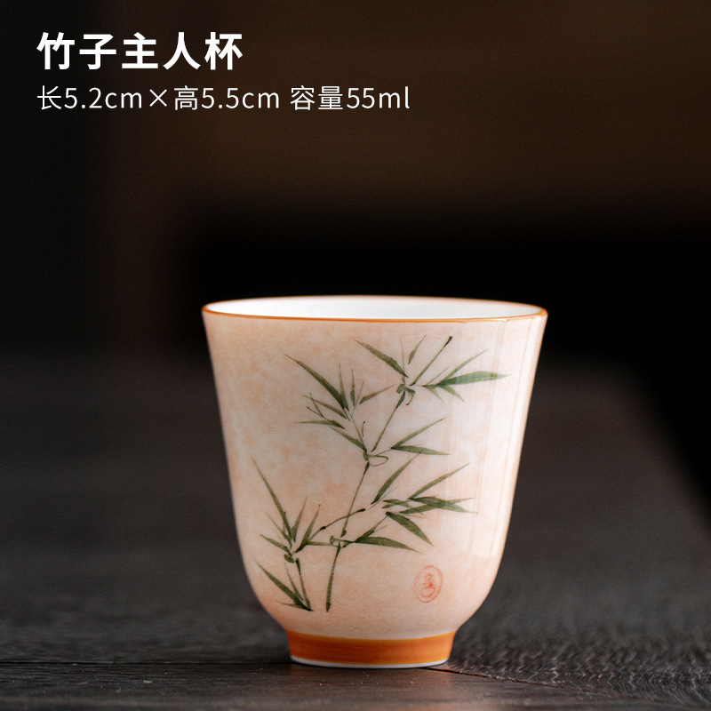 手描き満彩粉彩女性高颜値主人杯陶磁器釉薬下彩茶杯家庭用品茗杯個人専用|undefined