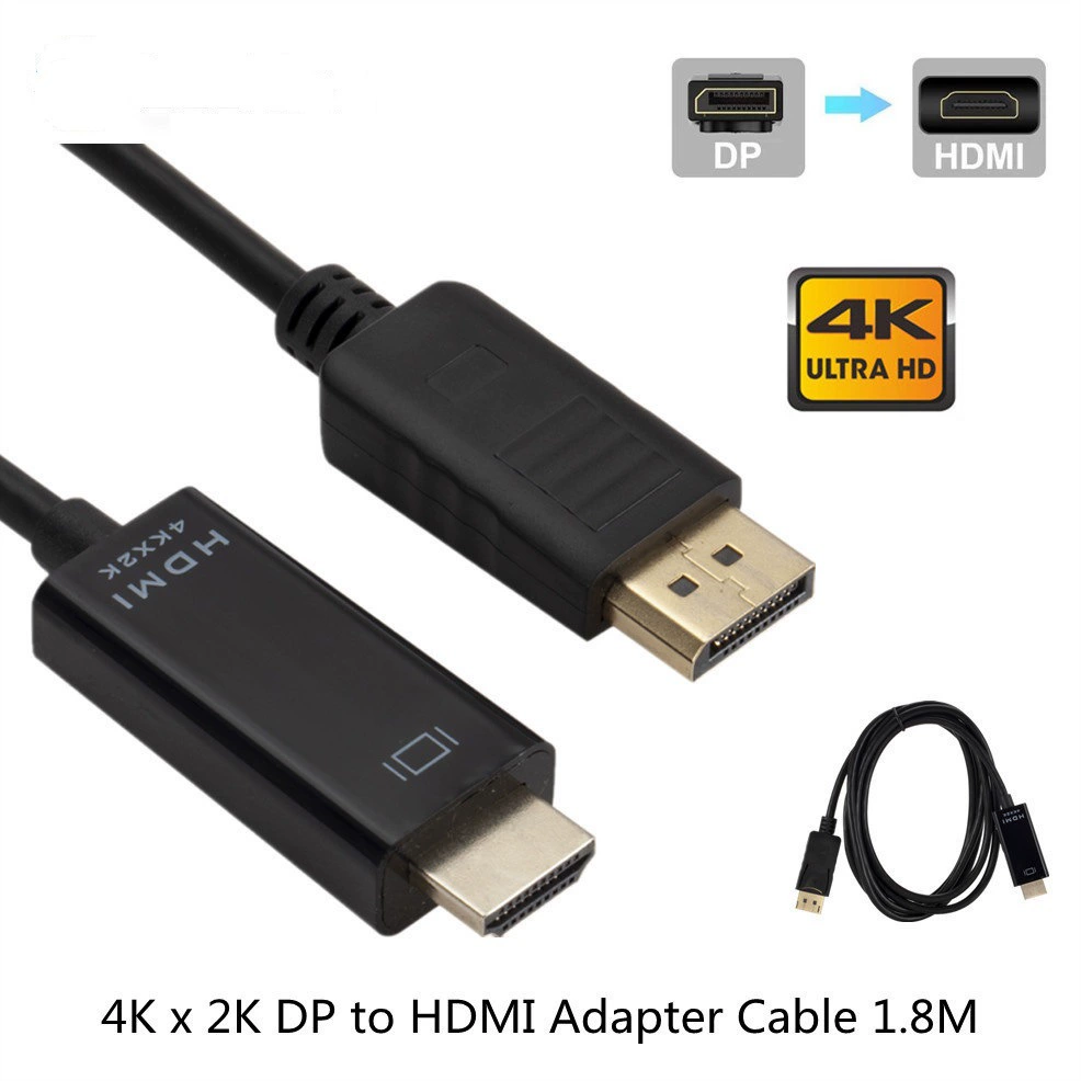 Кабель DP к HDMI длиной 1.8 метра 4K высокое разрешение - соединительный кабель дисплея для конвертации большого DP в HDMI