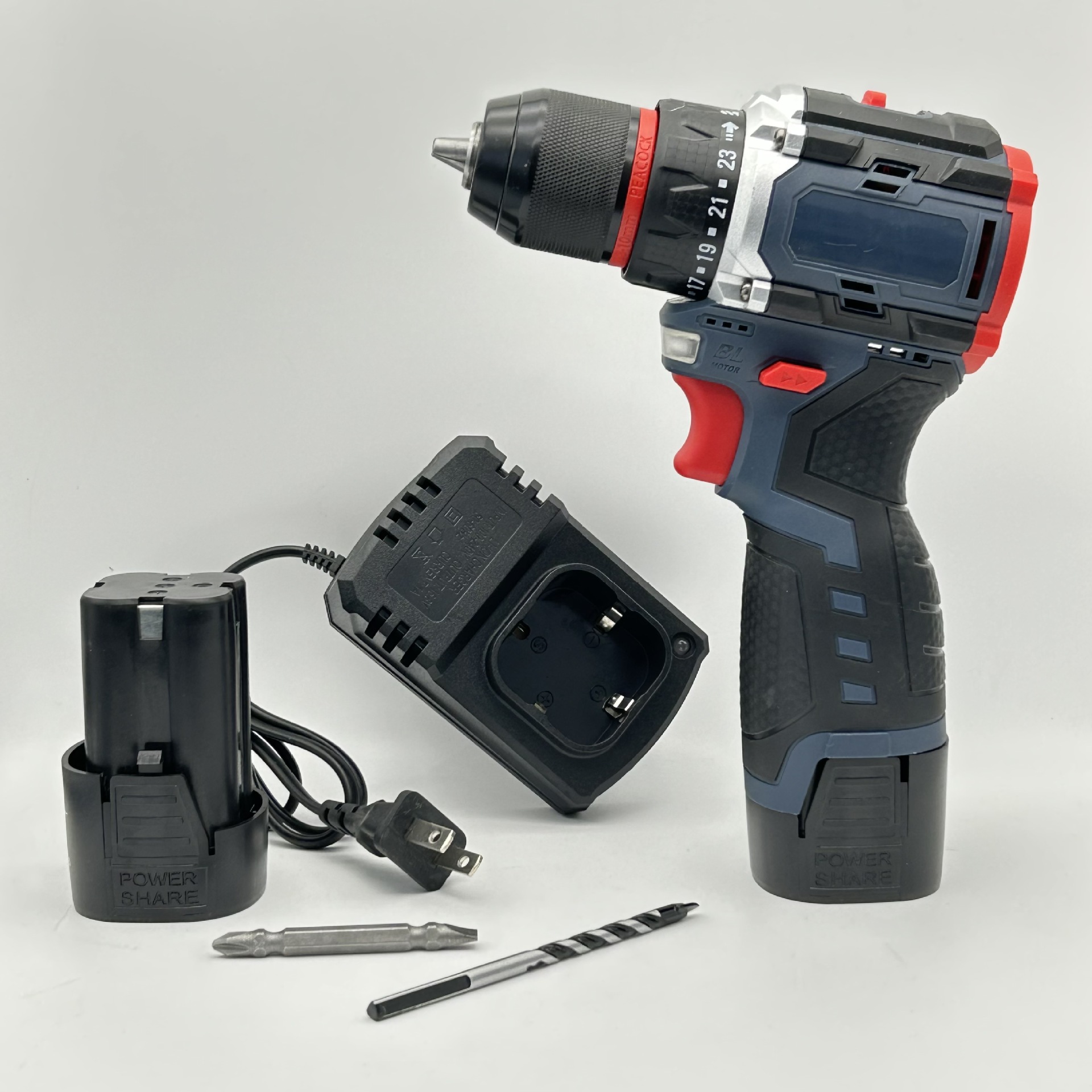 Venta al por mayor sin escobillas taladro recargable pequeña pistola de acero batería de litio gran par impacto taladro de mano destornillador eléctrico