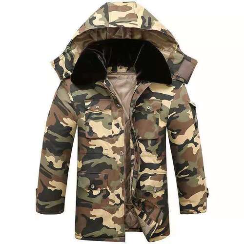 Winter thickened camouflage coat men's cold storage medium-length warm short Northeast labor insurance large cotton-padded jacket military cotton coat