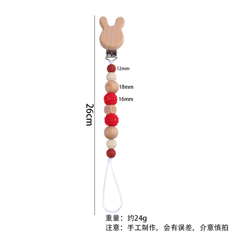 Productos para bebés caricatura conejo abrazadera de haya DIY silicona cuentas para calmar bebés tetina cadena anti-caída cadena