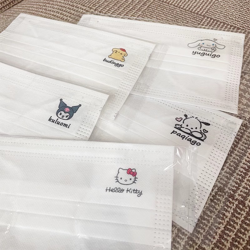 可爱印花白色口罩女高颜值学院风玉桂狗帕恰狗少女心一次性口罩