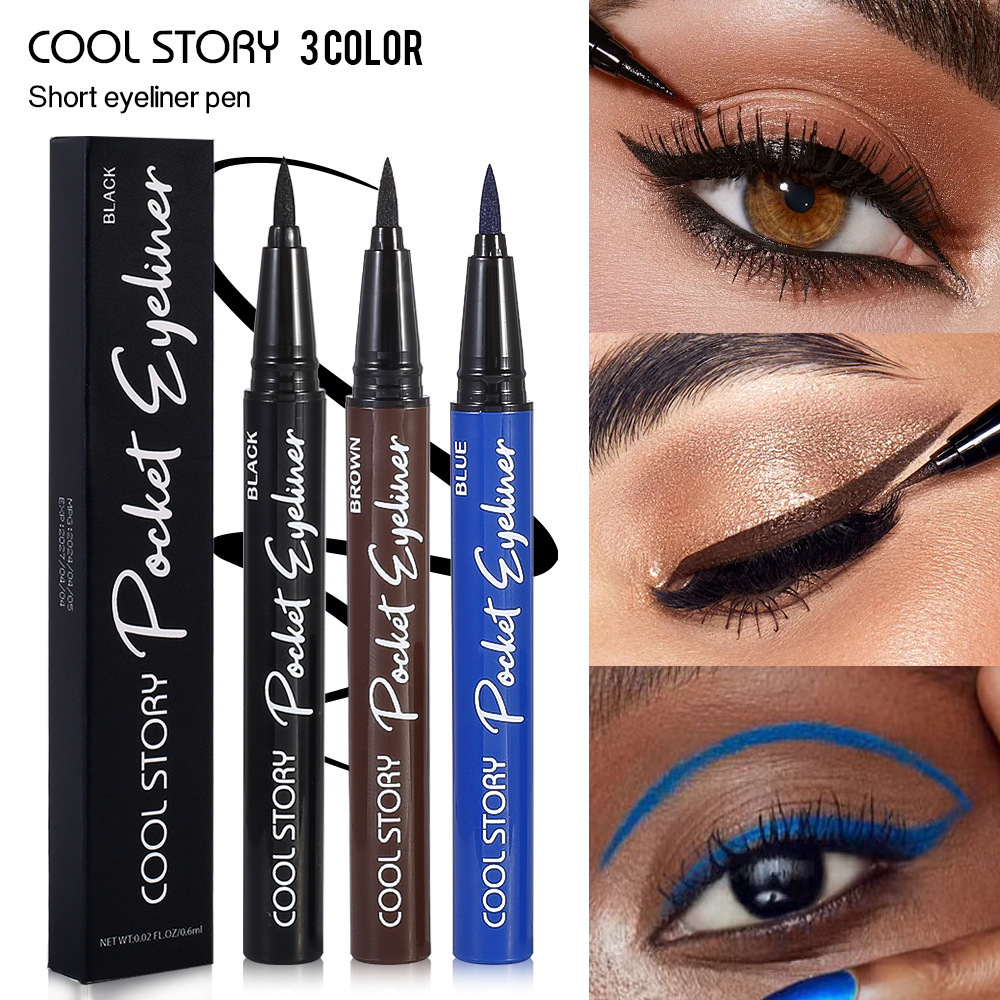 Cool story Pocket Eyeliner Lápiz delineador de ojos líquido de secado rápido de larga duración y fácil de colorear Maquillaje perezoso transfronterizo