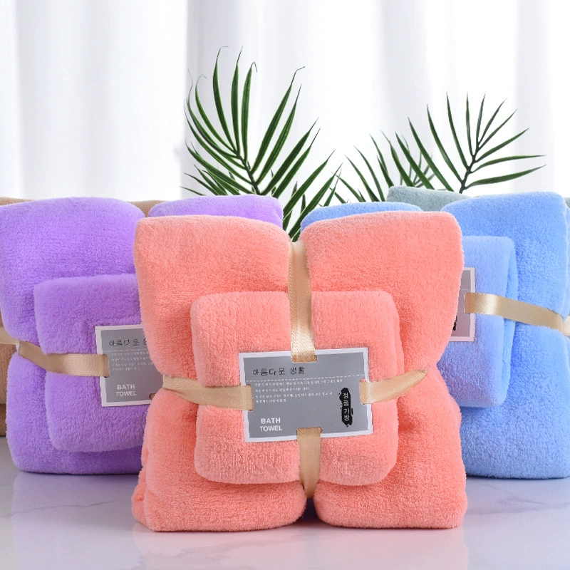 High-end coral soft bath towel, set, increased thickness, water absorbent, wholesale