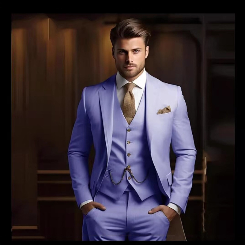Formal Men's Groom Suit 3 Piece Khaki Wedding Groom Tuxedos Slim Fit 2025 Men's Fashion Western