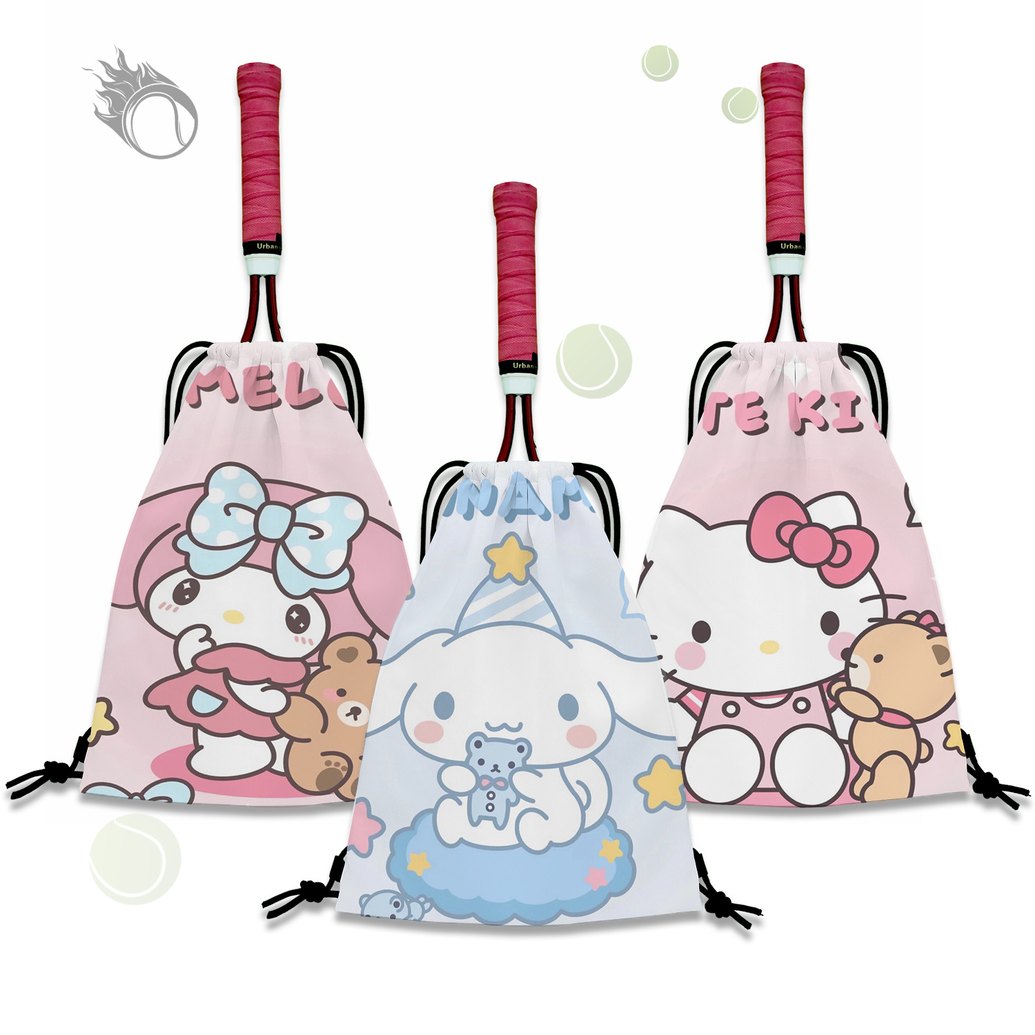 New Tennis Bag Backpack Cartoon Tennis Racket Storage Bag Tennis Bag High-End Drawstring Portable Tennis Racket Bag