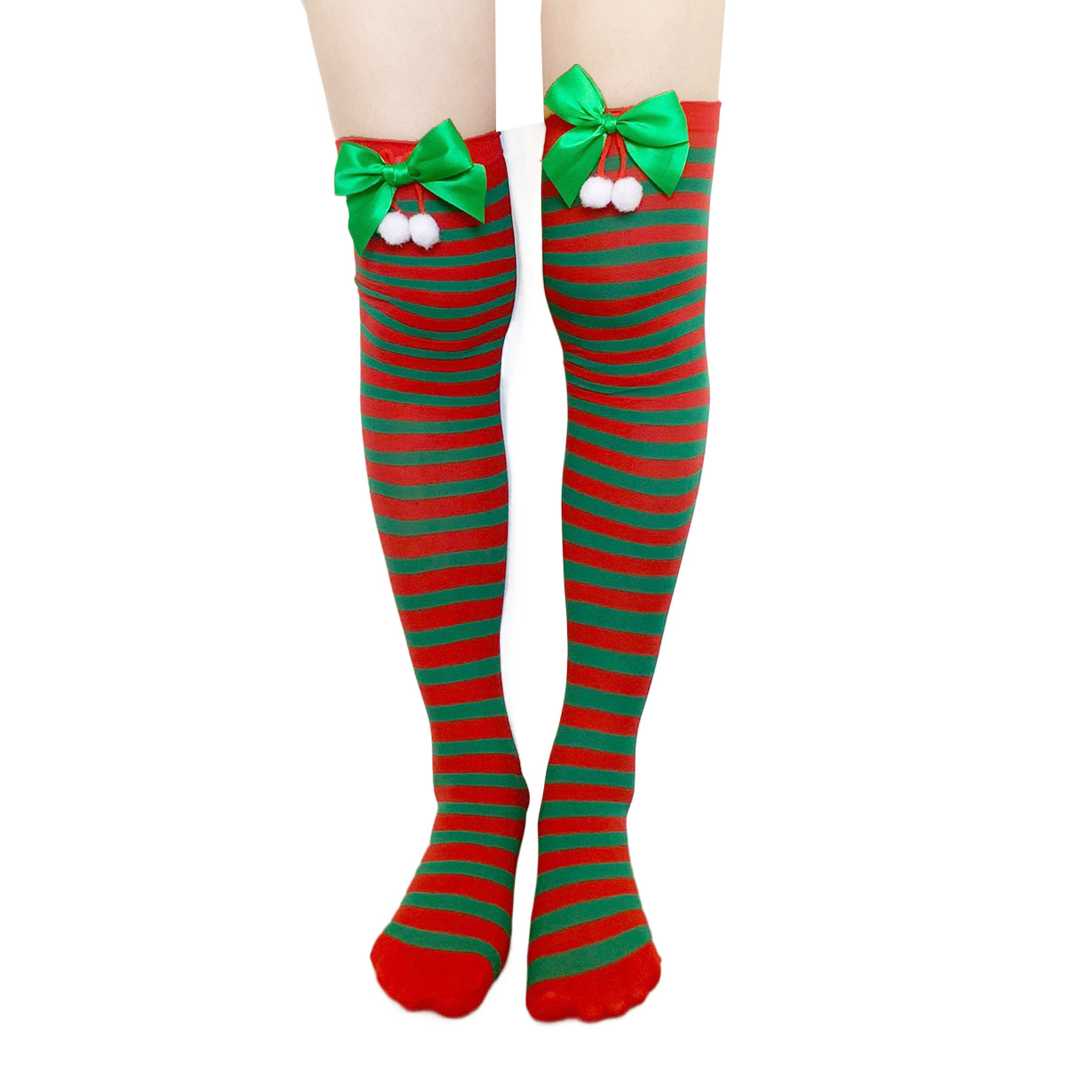 Medias de Navidad fabricantes transfronterizos en stock Medias de Halloween vacaciones vestir ropa accesorios rayas sobre la rodilla Calcetines