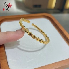 金店同款沙金龙鳞葫芦碎冰冰手镯实心福禄开口手环轻奢高级感手饰
