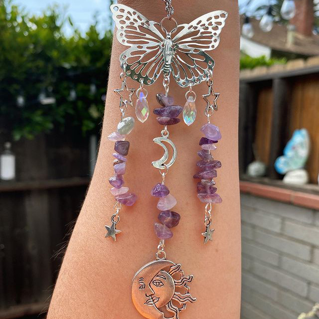 Amazon's best selling suncatcher butterfly style sun and moon accessories crystal ball wind chime sun catcher