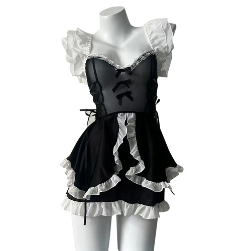 Sexy lingerie maid suit, temptation, passion, pure desire, sexy, no-take-off pajamas, small breasts, bed uniform, large size, autumn and winter