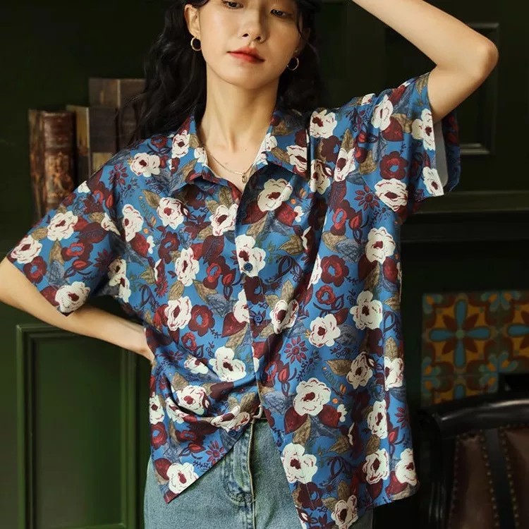 Summer Men's Short-Sleeve Printed Slim Fit Korean Style Casual Three-Quarter Sleeve Wrinkle-Resistant Shirt