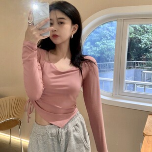 Pure Desire Sweet Hot Girl Bottoming Shirt Slim Short Style 2025 Spring and Autumn New Student Long Sleeve T-Shirt Top for Women