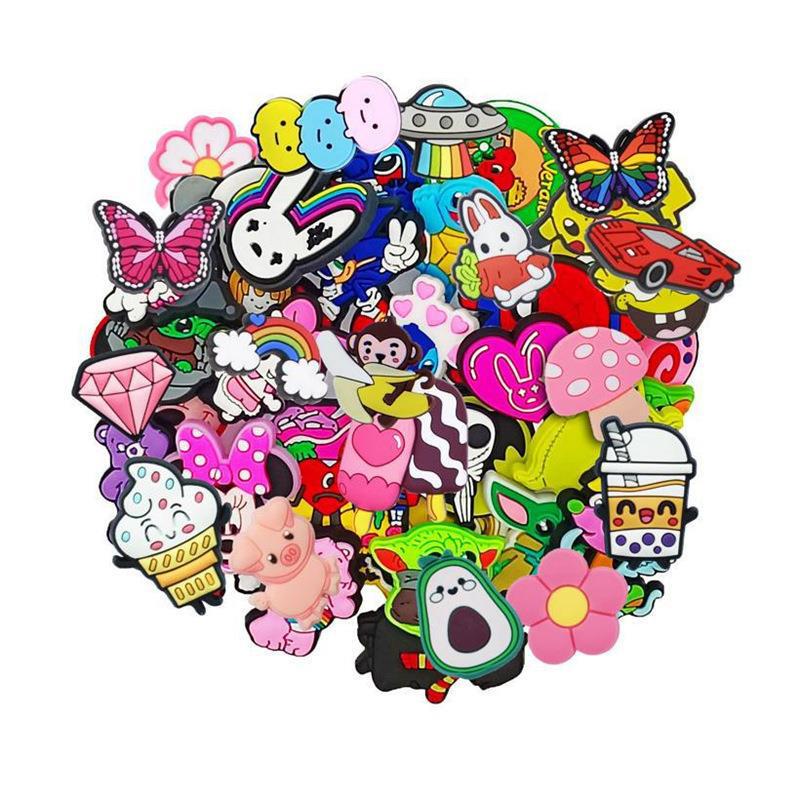 Random Clog Shoe Charms 20 30 50 100pcs Random PVC Shoe Charms Garden Shoe Accessories Children's Party Gifts