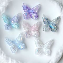 闪粉渐变色双层软蝴蝶头饰发夹手机链钥匙扣手工材料diy饰品配件