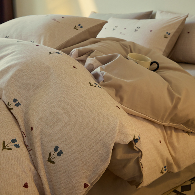 Alta gama A algodón abrasivo de cuatro piezas de invierno engrosado sábanas de cama de algodón de lana larga cálida 60s de cuatro piezas