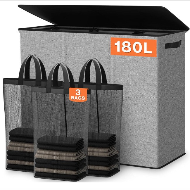 Amazon 180L Extra Large Laundry Basket Laundry Bag with Lid 3-Section Detachable Foldableable Laundry Bag Laundry Bucket