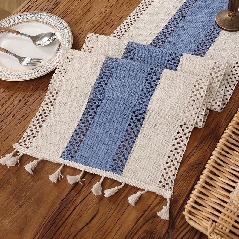 Bandera de mesa de cuerda de cáñamo transfronteriza americana francesa decoración de mesa de Navidad almohadilla de mesa mesa toallas de mesa almohadilla de mesa roja