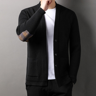 Casual Jacket Men's Spring and Autumn Men's Top Korean Style Slim-fit Knitted Cardigan Men's Sweater Trendy Sweater Thin Style