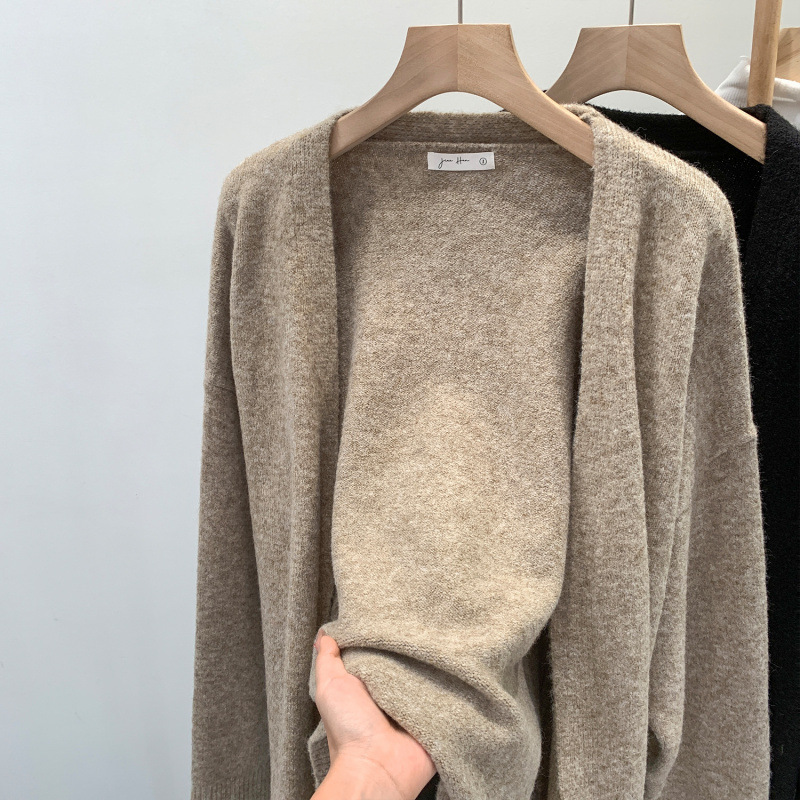 Lazy and Relaxed Mid-Length Knitwear Cardigan Jacket for Women Autum 2025 New Korean Style Beautiful Knitwear Top