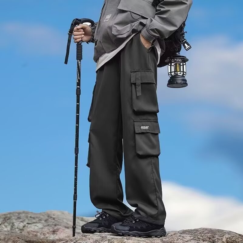 Straight Multi-Pocket Crane Pants Men's Spring and Autumn Straight American Style Fashionable Brand All-Match Casual Wide-Leg Pants