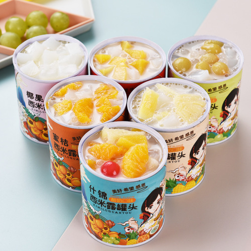 Yogurt Sago Dessert 200g Mixed Fruit Can Full Carton Popular Afternoon Snack