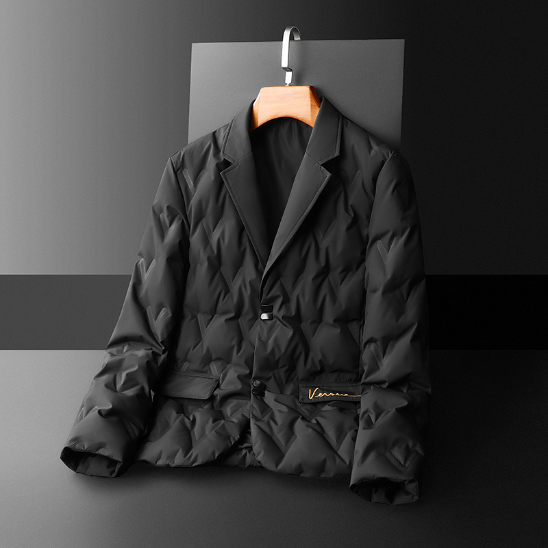 Heren winterjas casual met colbertkraag en donsvoering_voghion.com