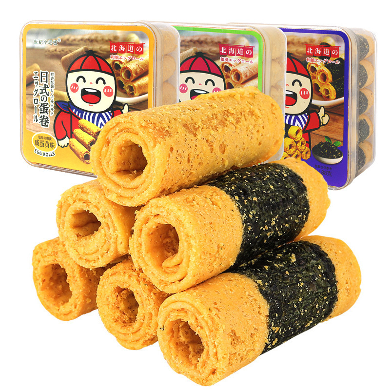 Net red souffle raw material small boss salted egg yolk egg roll 188g snacks afternoon tea egg roll Japanese egg roll