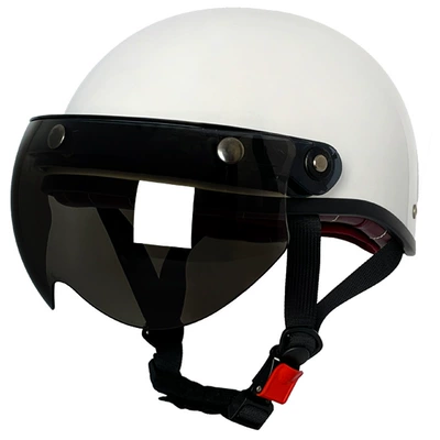 Motosiklet kaskı (dəbilqə) — motorcycle portable helmet cross-border scoop - bright-white-w-tea-mirror-m