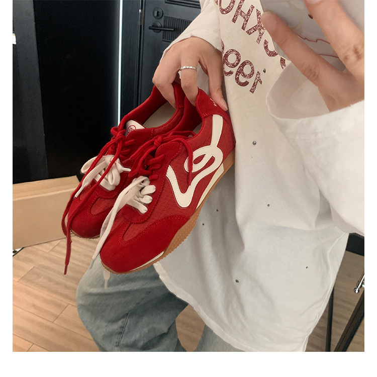 真皮复古德训鞋女2025秋新款鸳鸯鞋带增高阿甘鞋配裙子百搭休闲鞋|undefined